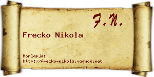 Frecko Nikola névjegykártya